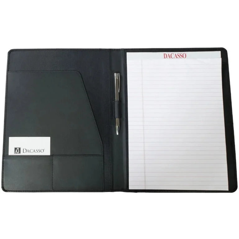 Dacasso Letter Portfolio - 8 1/2’’ x 11’’ - Black - 1 Each - Legal & Jr. Pads