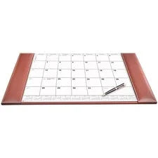 Dacasso Rustic Leather Calendar Desk Pad - Rectangular - 12 Sheets - Top Grain Velveteen - Brown - Pads & Mats