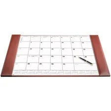 Dacasso Rustic Leather Calendar Desk Pad - Rectangular - 12 Sheets - Top Grain Velveteen - Brown - Pads & Mats
