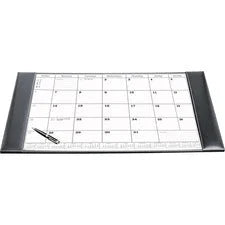 Dacasso Rustic Leather Calendar Desk Pad - Rectangular - 12 Sheets - Top Grain Velveteen - Black - Pads & Mats