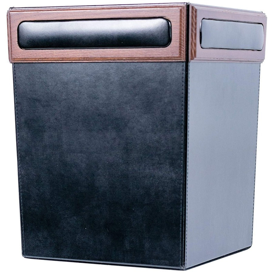 Dacasso Walnut & Leather Waste Basket - Left
