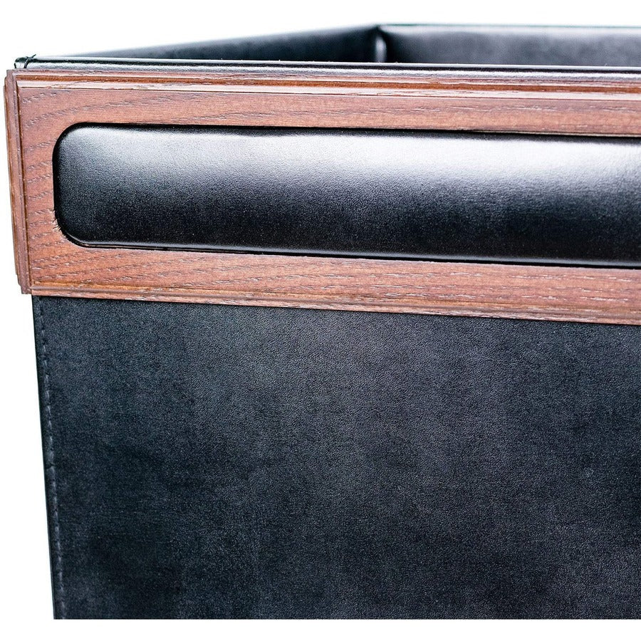 Dacasso Walnut & Leather Waste Basket - Top