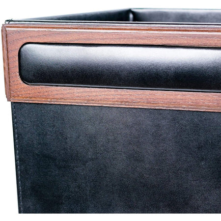 Dacasso Walnut & Leather Waste Basket - Top