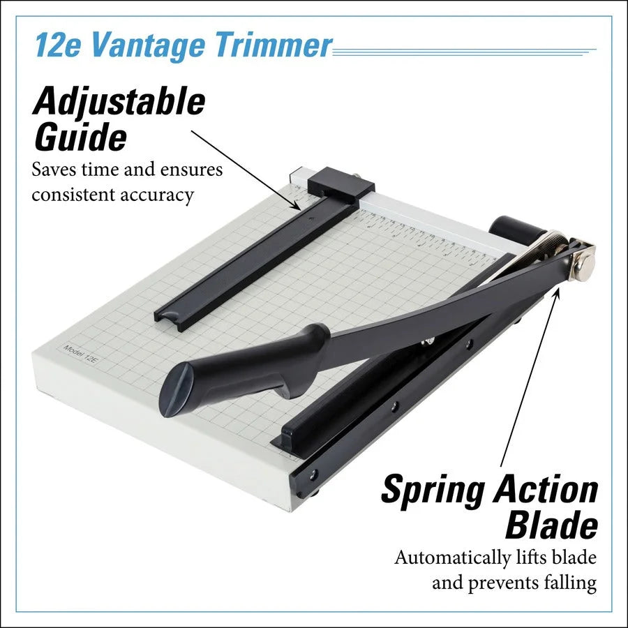 Dahle Vantage 12e Paper Trimmer: 15-Sheet Capacity 12’’ Length Metal Gray - Trimmers & Accessories