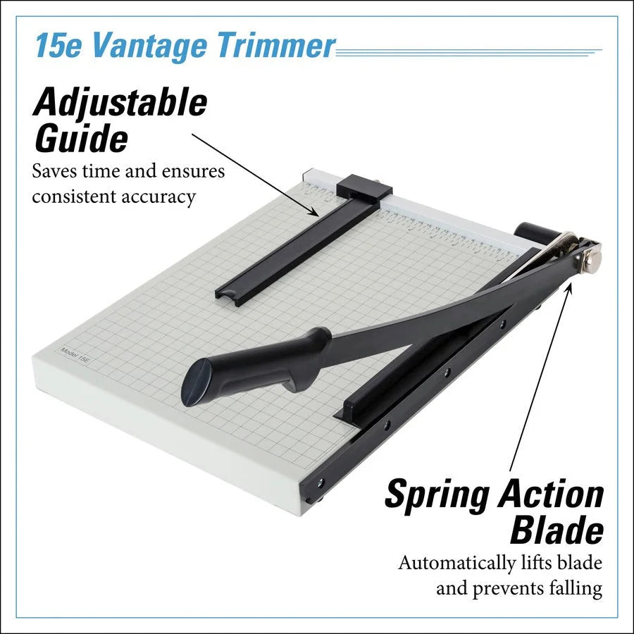 Dahle Vantage 15e Paper Trimmer: 15-Sheet Capacity 15’’ Length Metal Gray - Trimmers & Accessories