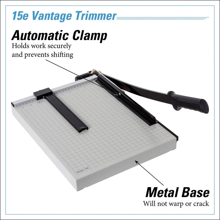 Dahle Vantage 15e Paper Trimmer: 15-Sheet Capacity 15’’ Length Metal Gray - Trimmers & Accessories
