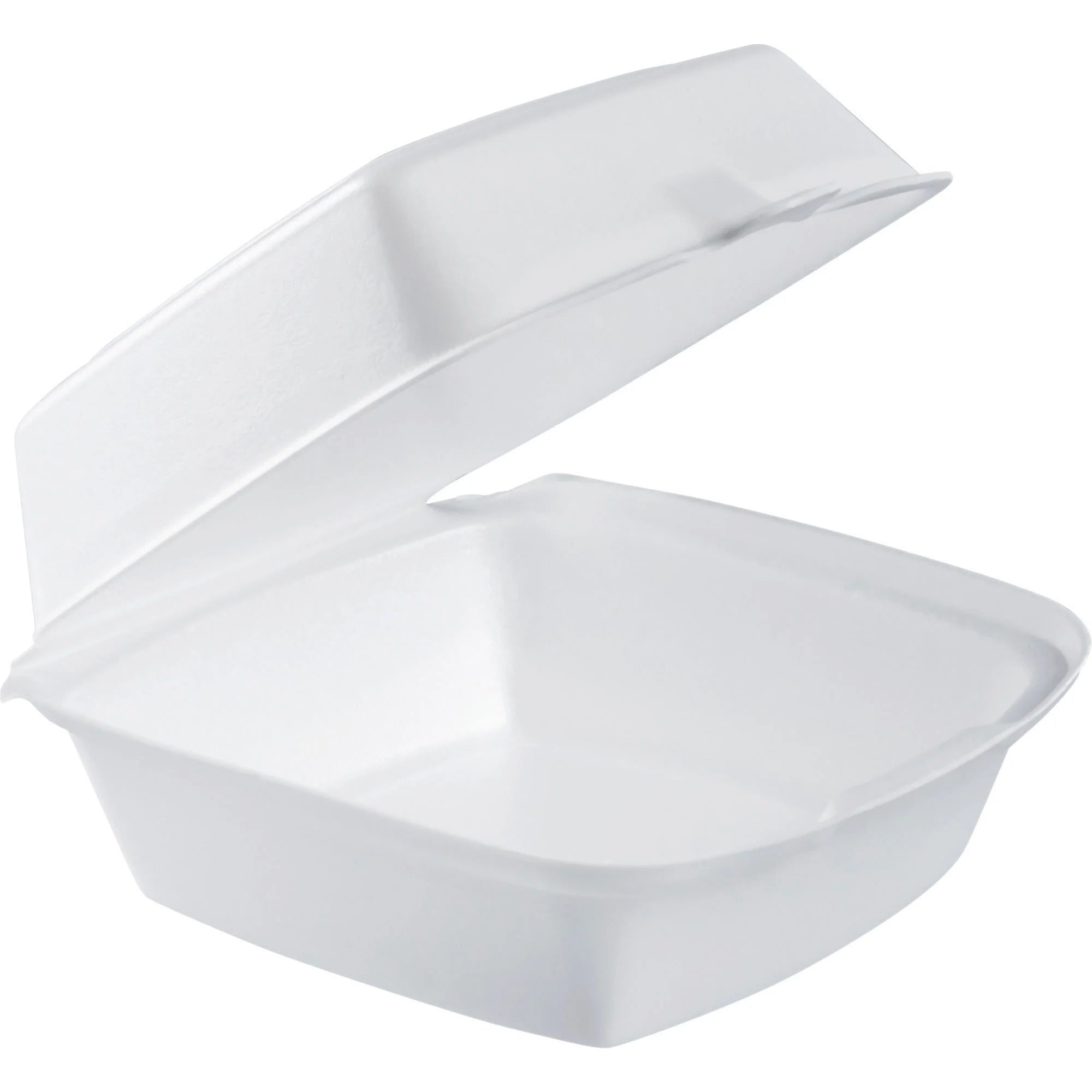 Dart 6’’ Foam Container with Hinged Lid - Disposable White Polystyrene - 125/Bag - Food Storage