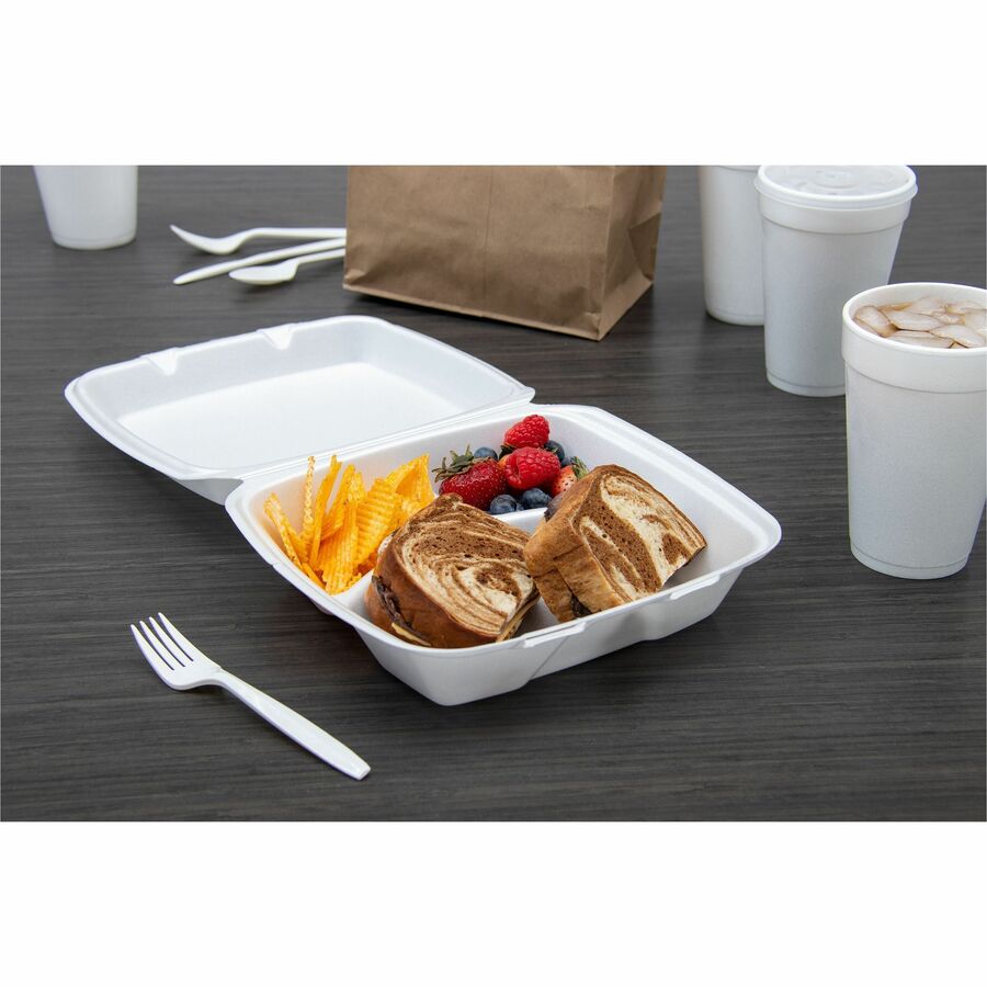 Dart 8-1/2’’ Triple-Compartment Foam Containers - Body - 200 / Carton - Food Storage