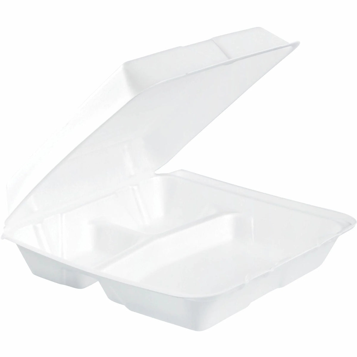 Dart 9-1/2’’ Triple-Compartment Foam Containers: Convenient 100-Pack 2 Cartons - Food Storage