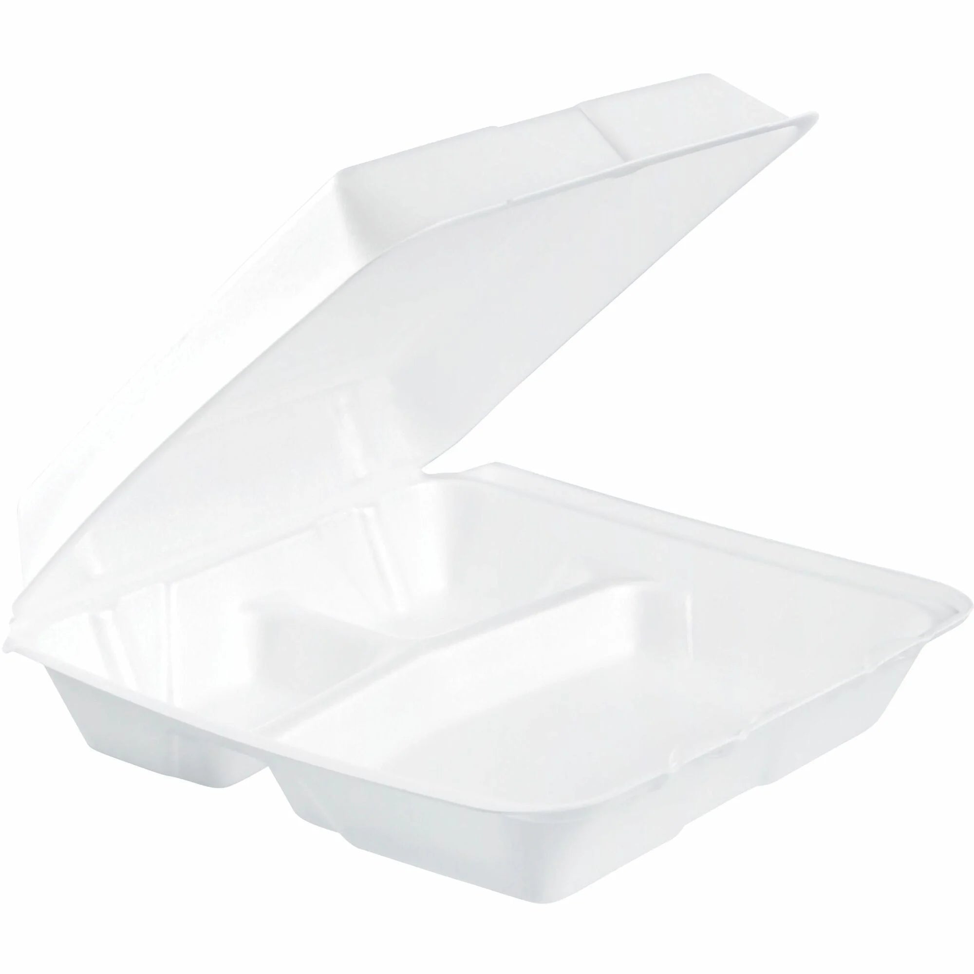 Dart 9-1/2’’ Triple-Compartment Foam Containers: Convenient 100-Pack 2 Cartons - Food Storage