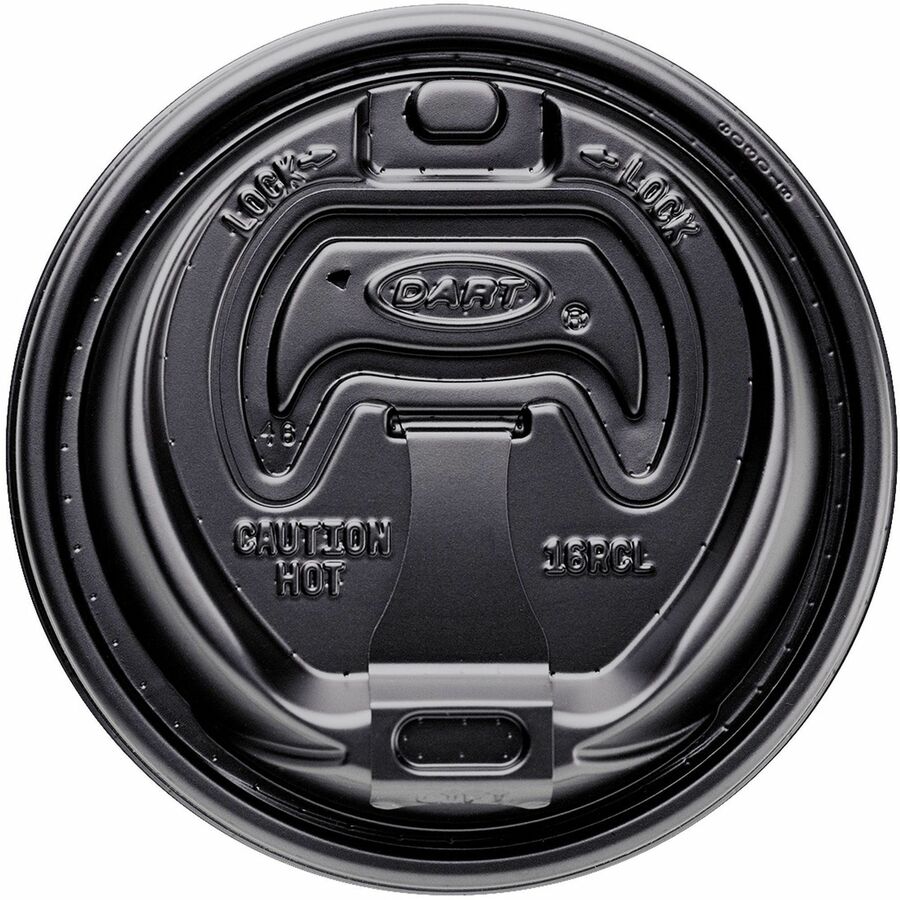 Dart Black Plastic Reclosable Lids - Round - 100/Bag - 10 / Carton - Cups