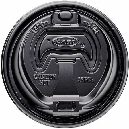 Dart Black Plastic Reclosable Lids - Round - 100/Bag - 10 / Carton - Cups