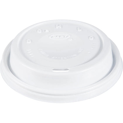 Dart Cappuccino Domed Lid - White Plastic Dome - 100/Bag - Cups
