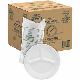 Dart Concorde 9’’ Foam 3-Compartment Plates - 125/Pack 4/Carton
