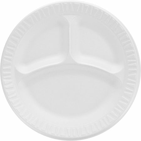 Dart Concorde 9’’ Nonlaminated Foam 3-Compartment Plates - Diameter - Plastic Body - 125/Pack - 4 / Carton