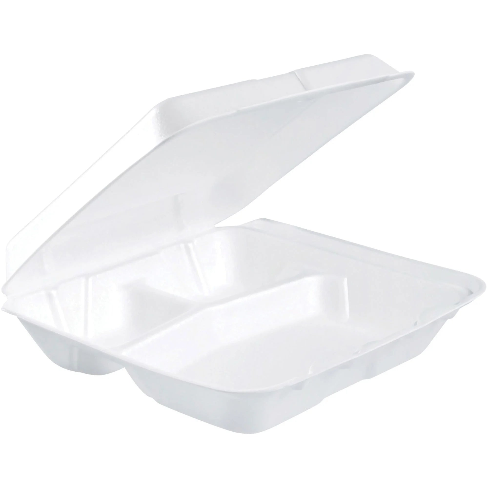 Dart Insulated Foam 3-Compartment Containers - 8x7.5x2.3’’ - White - 200/Carton - Food Storage