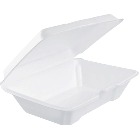 Dart Insulated Foam Hinged Lid Containers - Transporting - Polystyrene Body - 200 / Carton - Food Storage