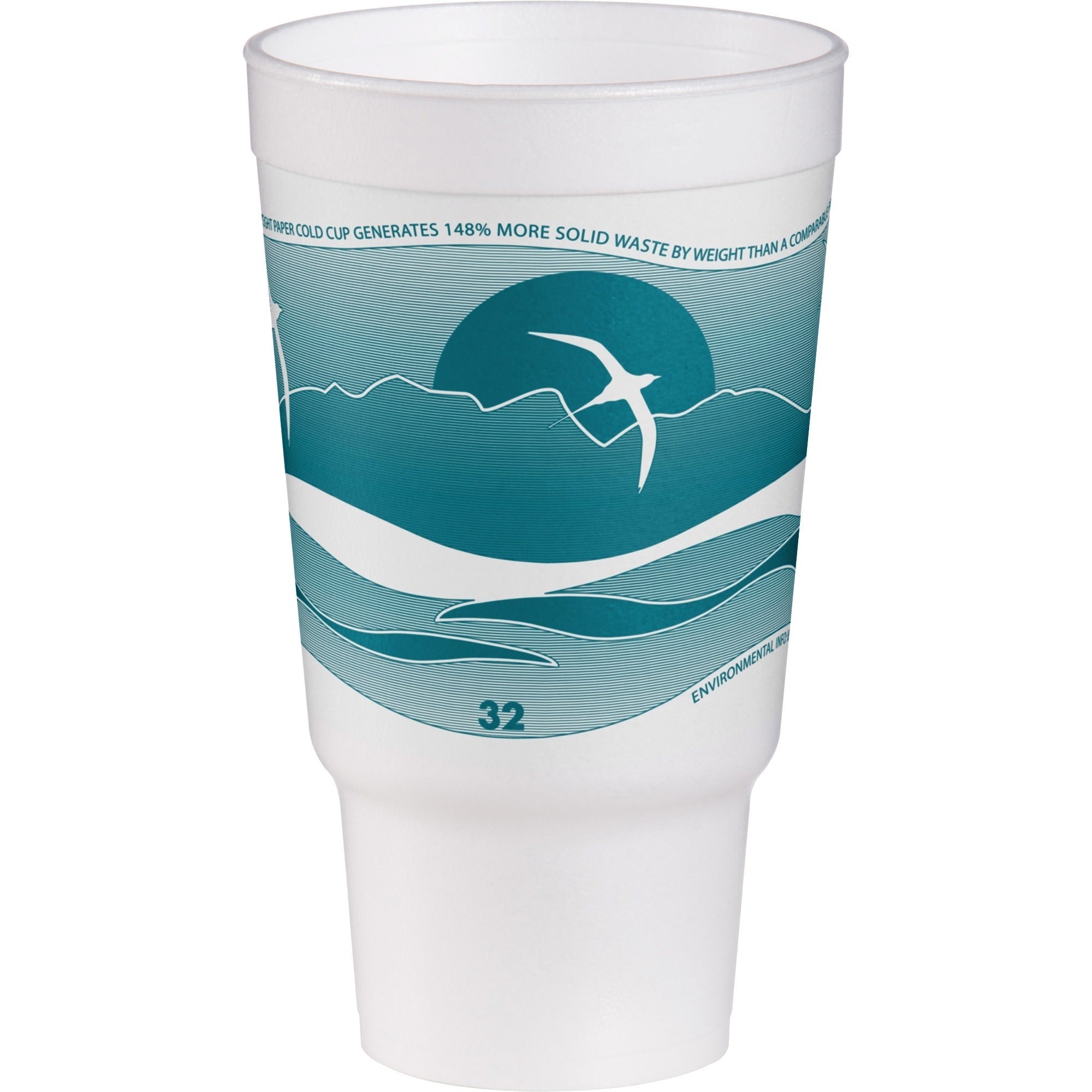 Dart J Cup 32 oz Horizon Design Foam Pedestal Cups - 1 quart - Teal - Coffee Soft Drink Juice Tea Water Hot