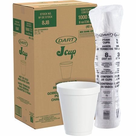 Dart J Cup 8 oz Insulated Foam Cups - Hot & Cold Drink