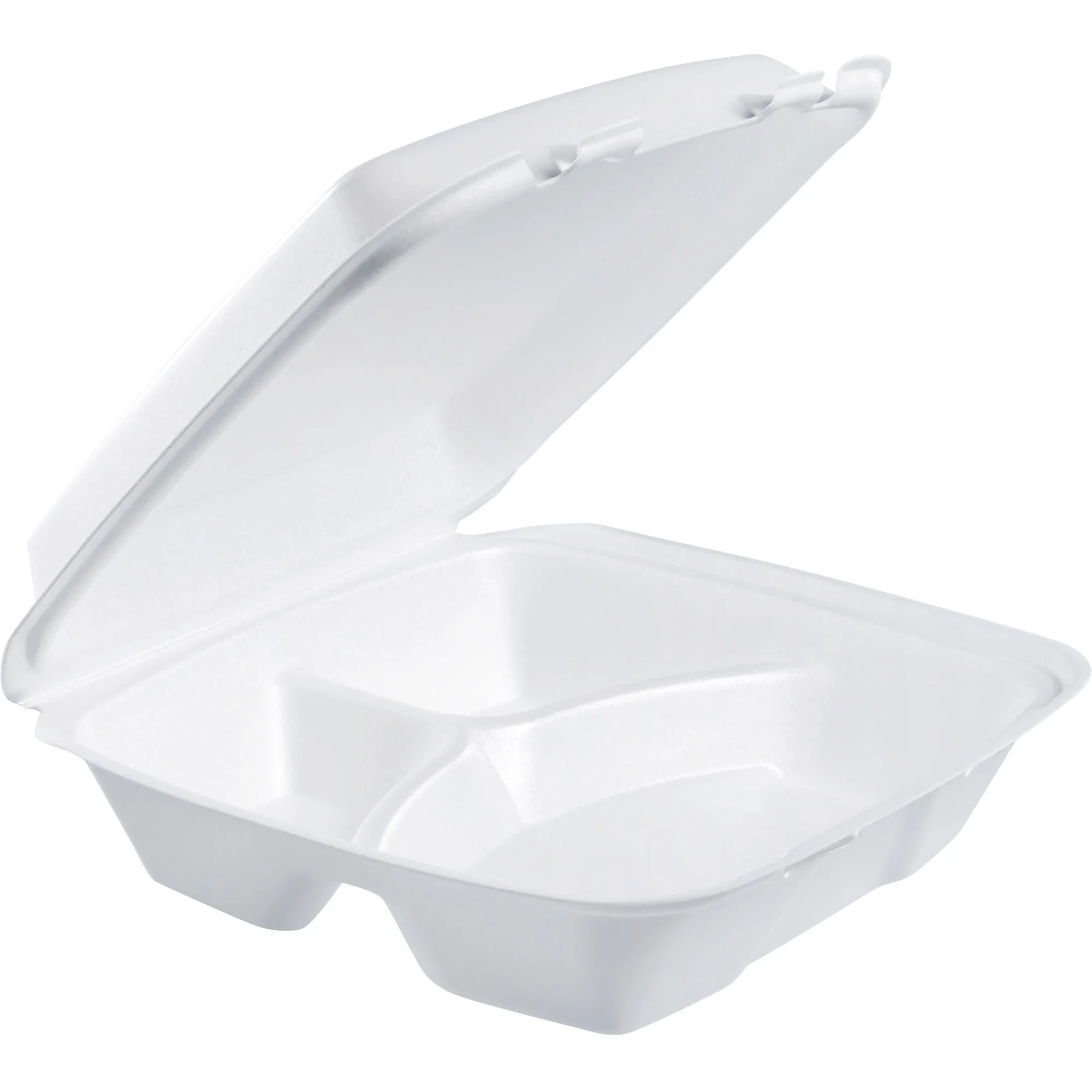 Dart Large 3-Compartment Foam Carryout Trays - 200/Carton - Food Storage