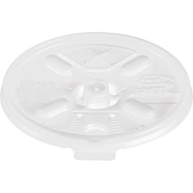 Dart Lift-n-Lock Coffee Cup Clear Lids - Dome - Plastic - White Translucent - 100/Bag - 10 / Carton - Cups