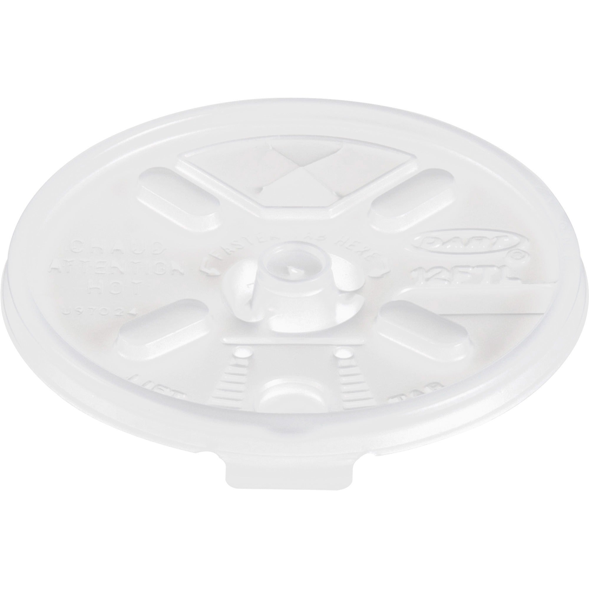 Dart Lift-n-Lock Coffee Cup Clear Lids - Dome - Plastic - White Translucent - 100/Bag - 10 / Carton - Cups