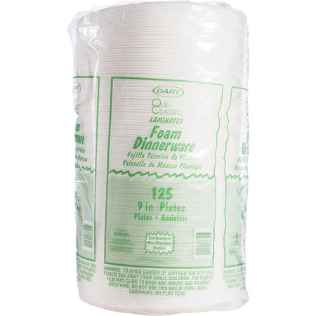 Dart Quiet Classic 9’’ Laminated Foam Plates - Diameter - White - Body - 125 / Pack