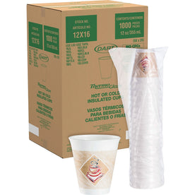 Dart ThermoGlaze 12 oz Foam Cups: Insulated Design for Hot & Cold Drinks - Cups