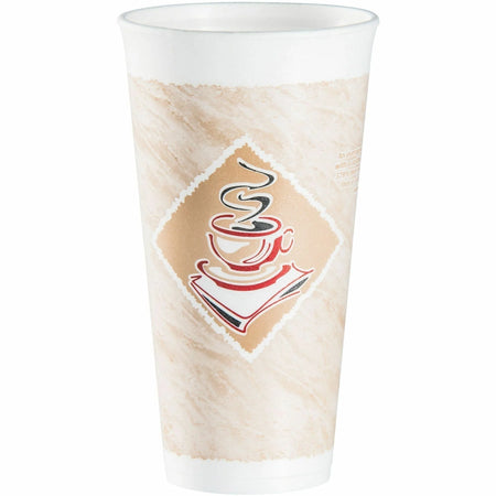 Dart ThermoGlaze 20 oz Design Insulated Foam Cups - fl - White - Hot Drink Cold - 25/Bag - Carton
