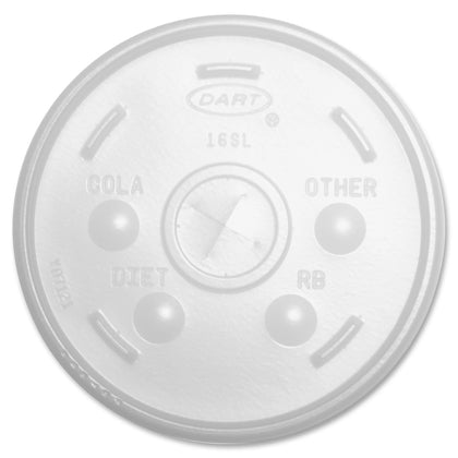 Dart Translucent Slotted Foam Cup Lids - 3.8’’ HIPS - 100/Pack - Cups