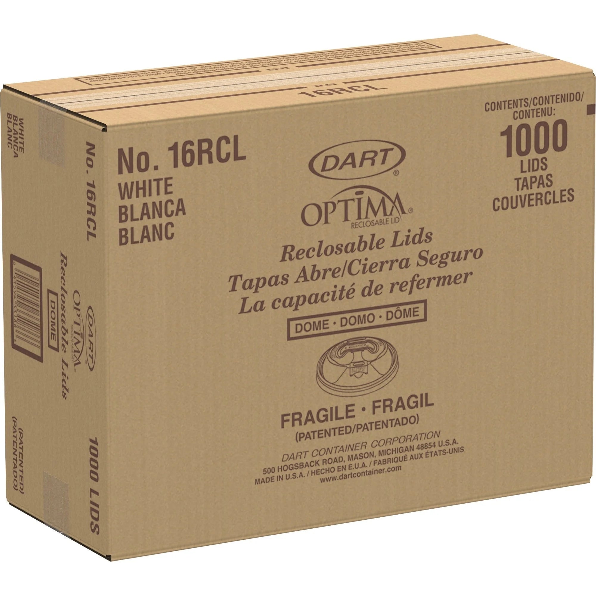 Dart White Reclosable Hot Beverage Cup Lid - 100/Pack - 10/Carton - Cups