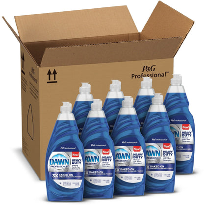 Dawn Heavy Duty Pot/Pan Detergent - 38 fl oz - Long Lasting - Blue - 8/Carton - Dish/Dishwasher Detergents