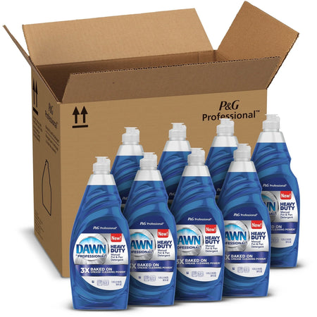 Dawn Heavy Duty Pot/Pan Detergent - 38 fl oz - Long Lasting - Blue - 8/Carton - Dish/Dishwasher Detergents
