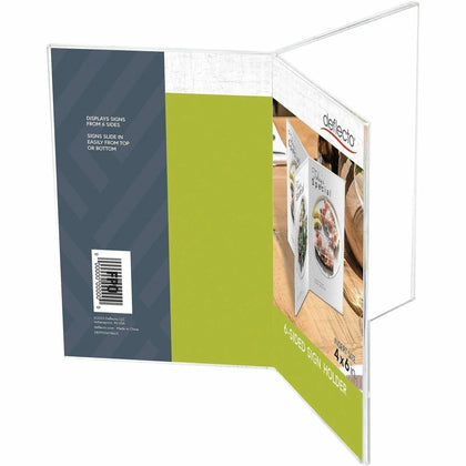 Deflecto 6-Sided Sign Holder: Clear Plastic Support 4x6 Media - Signs & Nameplates