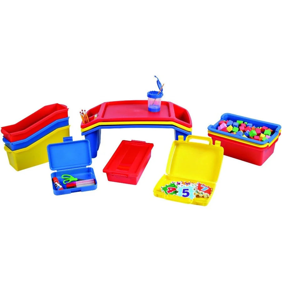 Deflecto Antimicrobial Pencil Box: Blue Snap Closure Organizer - Boxes
