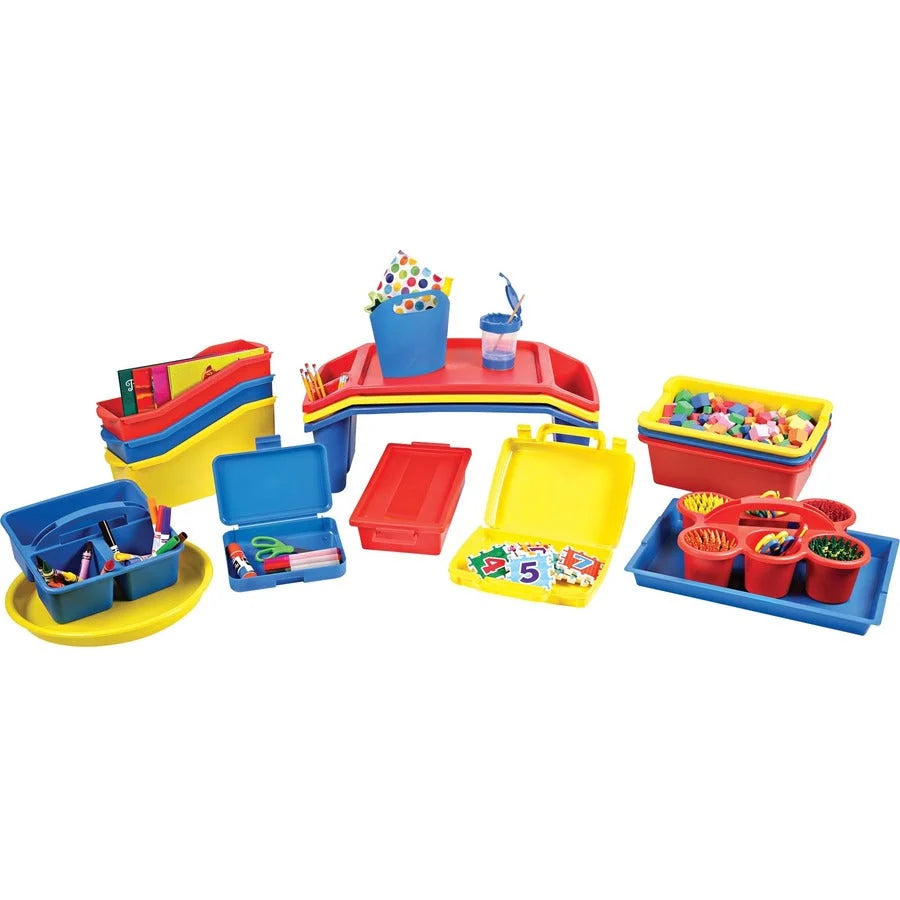 Deflecto Antimicrobial Storage Case: Blue 8.6’’ x 10.2’’ 2.7’’ - Snap-tight Closure - Classroom Organizers