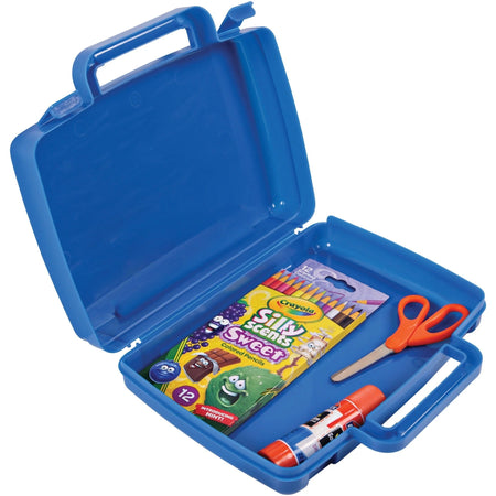 Deflecto Antimicrobial Storage Case: Blue 8.6’’ x 10.2’’ 2.7’’ - Snap-tight Closure - Classroom Organizers