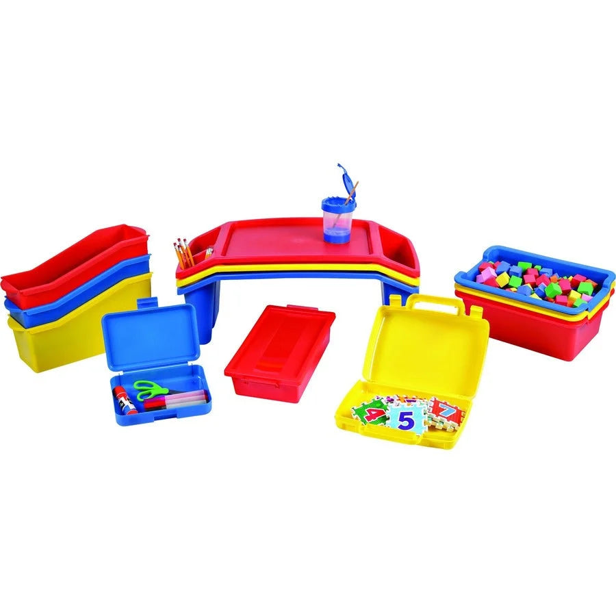 Deflecto Antimicrobial Storage Case: Red 8.6’’ x 10.2’’ 2.7’’ - Snap-tight Closure - Classroom Organizers