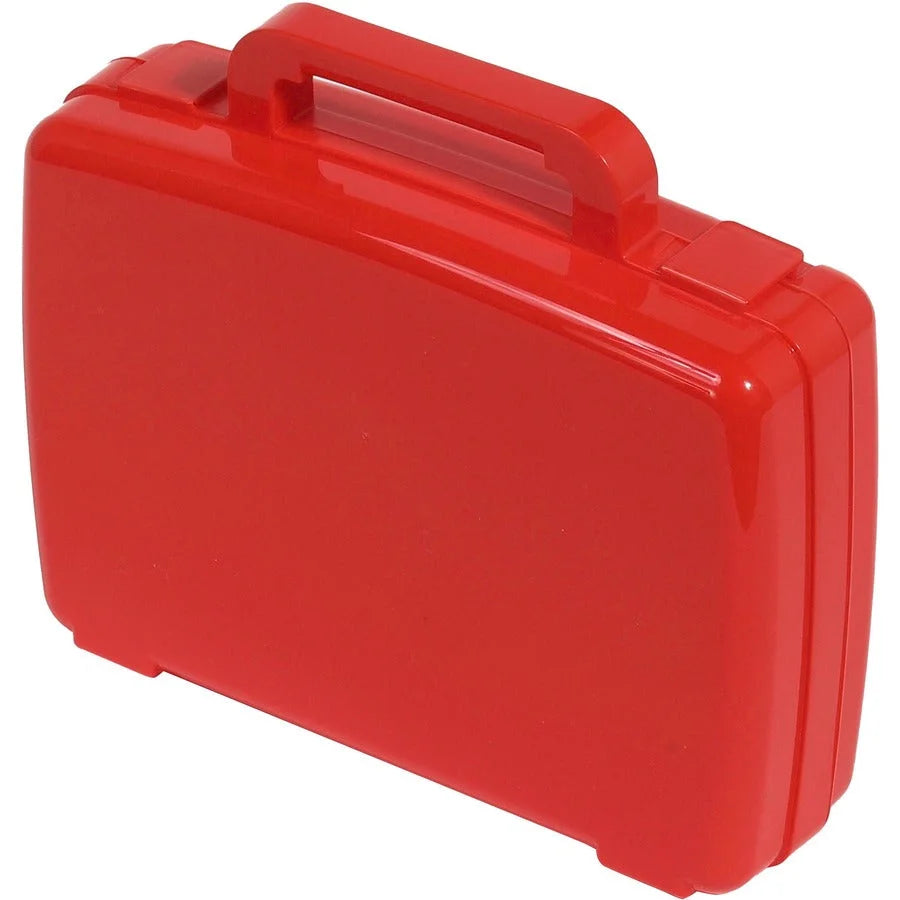 Deflecto Antimicrobial Storage Case: Red 8.6’’ x 10.2’’ 2.7’’ - Snap-tight Closure - Classroom Organizers