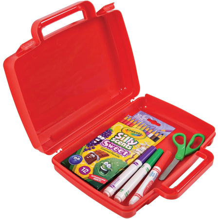 Deflecto Antimicrobial Storage Case: Red 8.6’’ x 10.2’’ 2.7’’ - Snap-tight Closure - Classroom Organizers