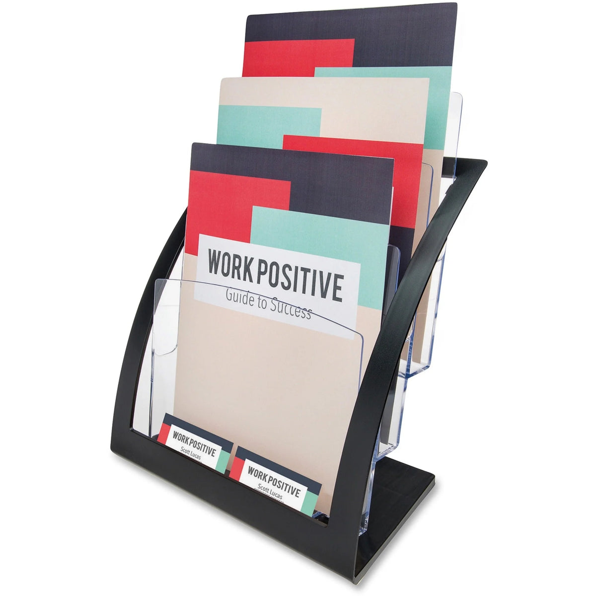 Deflecto Contemporary Literature Holder - 3-Tier Desktop Organizer - Holders/Sorters