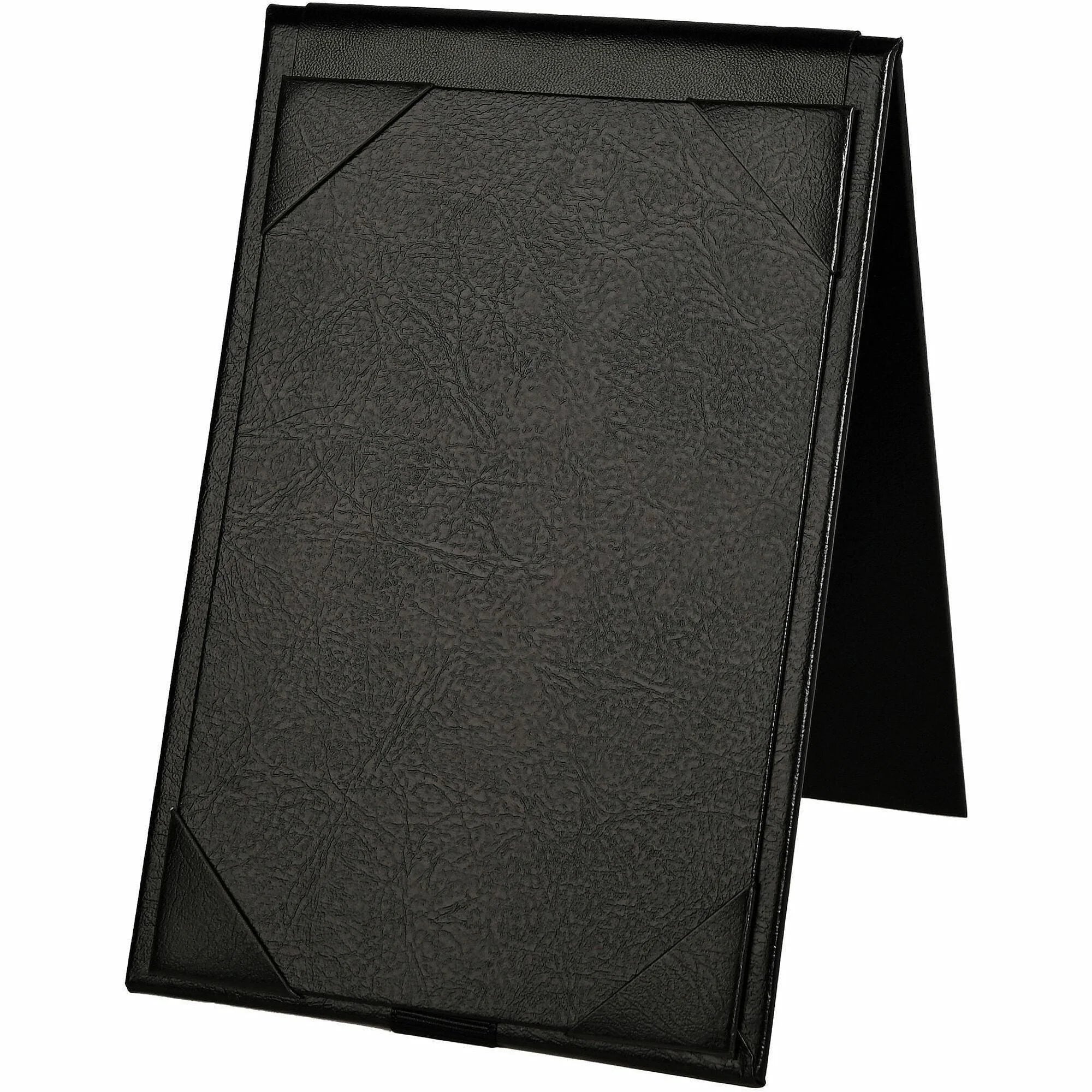 Deflecto Double-Sided A-Frame Table Tent - Leatherette Black - 4’’ x 6’’ Media Support - Signs & Nameplates