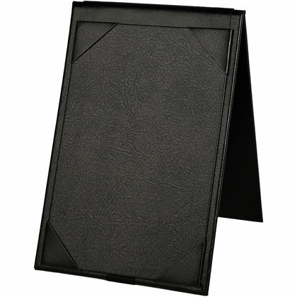 Deflecto Double-Sided A-Frame Table Tent - Leatherette Black - 4’’ x 6’’ Media Support - Signs & Nameplates