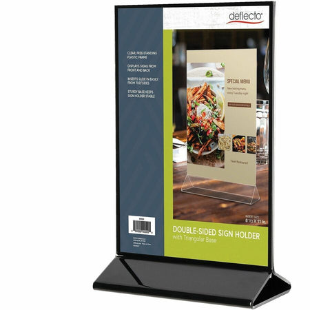 Deflecto Double-Sided Sign Holder w/Base - Left