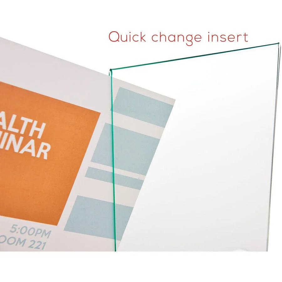 Deflecto Superior Image Green Edge Sign Holder - 8.5x11 - Side & Bottom Loading - Signs Nameplates