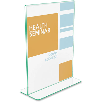 Deflecto Superior Image Green Edge Sign Holder - 8.5x11 - Side & Bottom Loading - Signs Nameplates