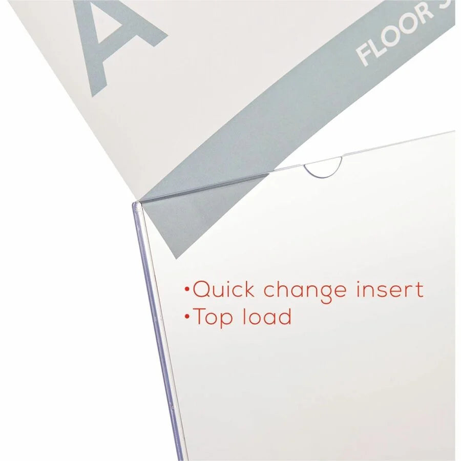 Deflecto Superior Image Slanted Sign Holder - Clear Plastic - 11’’ x 8.5’’ - Top Loading - Signs & Nameplates