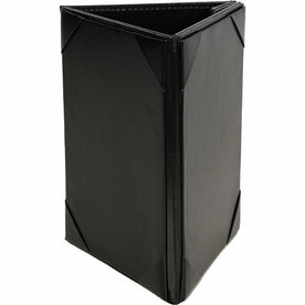 Deflecto Three-Panel Table Tent: 5x7 Media Support - Black Leatherette - Signs & Nameplates