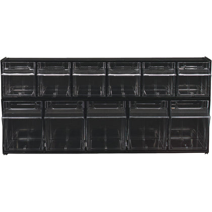 Deflecto Tilt Bin Multi-Bin Storage Organizer - 5 Compartments - Black Plastic - Tool & Organization