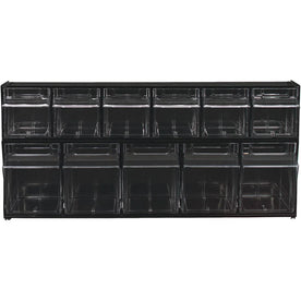 Deflecto Tilt Bin Multi-Bin Storage Organizer - 5 Compartments - Black Plastic - Tool & Organization